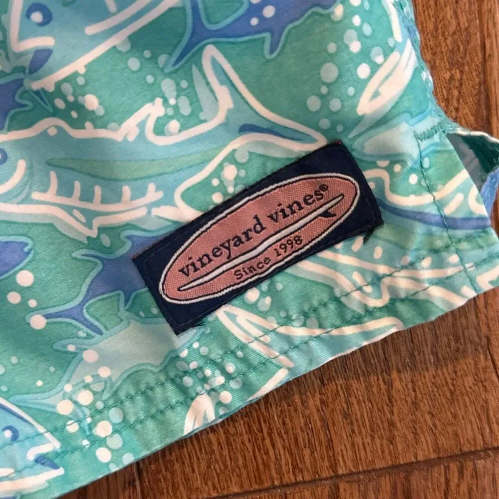 Vineyard Vines boys fish print swim trunks large (16)